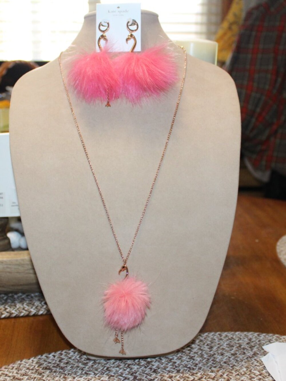 NWT Kate Spade New York "By the Pool " Flamingo necklace and earrings set.  FAB! - Picture 7 of 13